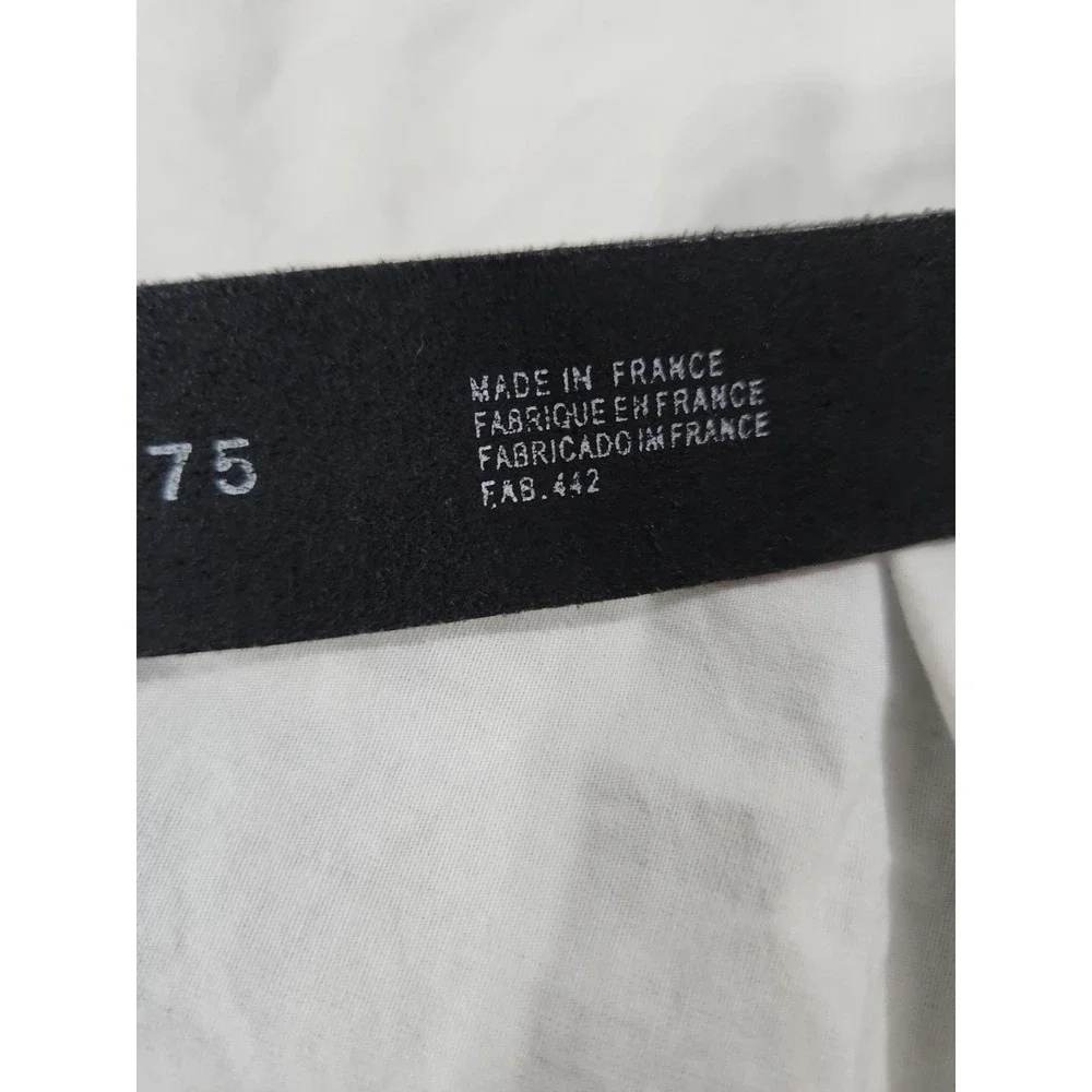 Black Leather Unisex Belt  Made In France Genuine Leather 28